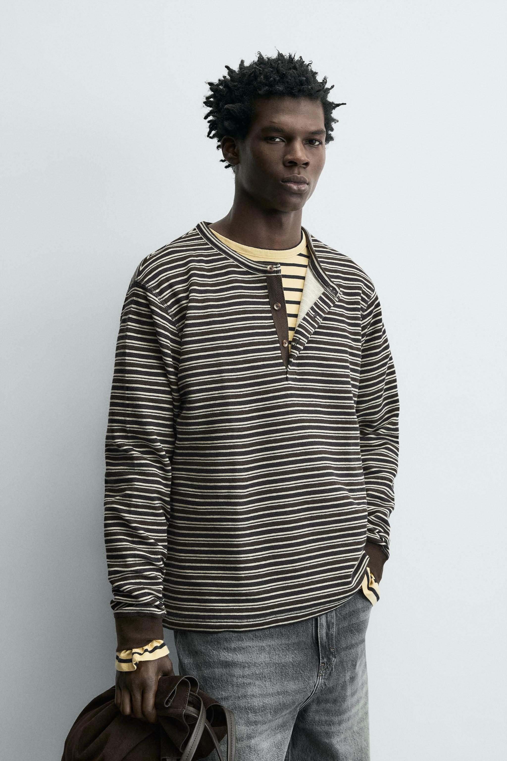 STRIPED HENLEY T-SHIRT